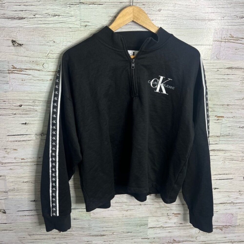 Calvin Klein quarter zip black white sweater pull over size xl